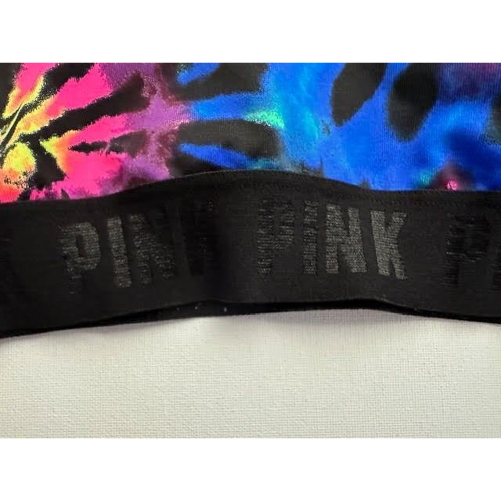 Lot of 2 PINK Victoria's Secret Sports Bras Small Tie Dye Blue Strappy - Picture 7 of 9